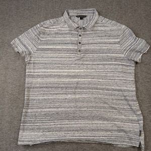 John Varvatos Polo Shirt Men's XL Gray Striped Cotton Short Sleeve